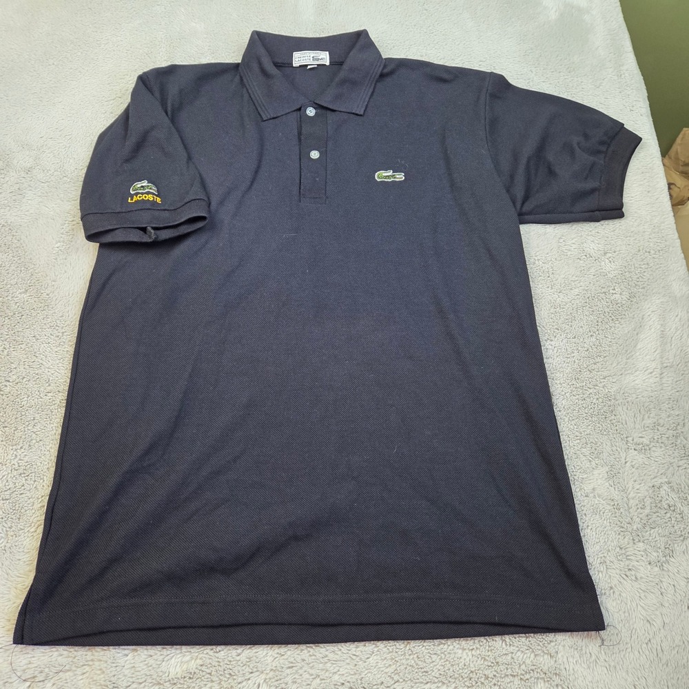 Chemise Lacoste Polo Shirt Mens XL Vintage Made In France Pique Knit Navy Blue